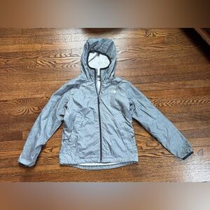 The North Face Womens Medium Gray Hooded Fleece Lined Full Zip Jacket Coat